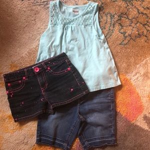 Turquoise Shirt and 2 Jean Shorts